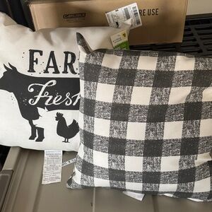Brand New!! Mainstays Farm Fresh Decorative Pillows - Black and White